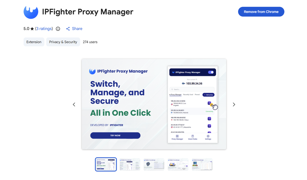 whitecloakproxy review - ipfighter proxy manager extension