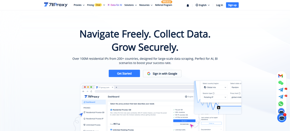 711Proxy homepage