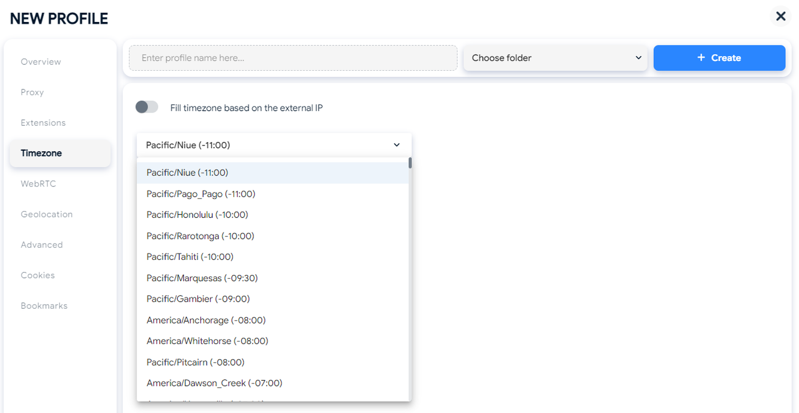 Hidemyacc review - timezone setting