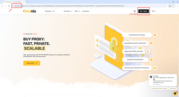 geonix review - create or log in to your account