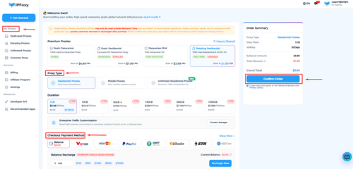 ipfoxy review - Purchase a proxy plan