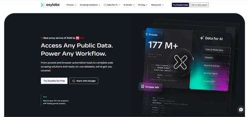 elite proxy - oxylabs homepage