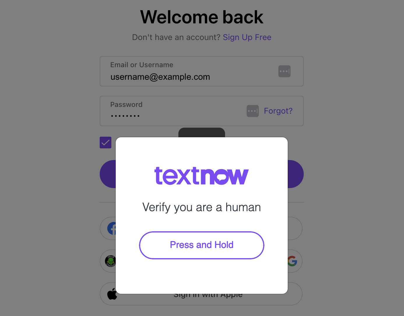 before we continue press - textnow login