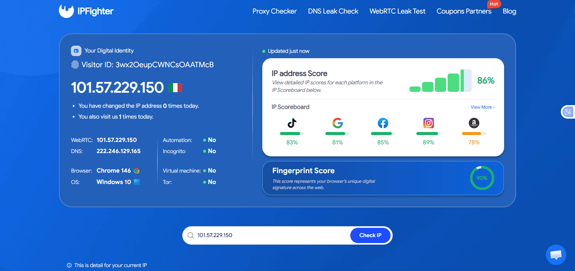 ip trust score - check proxy on ipfighter