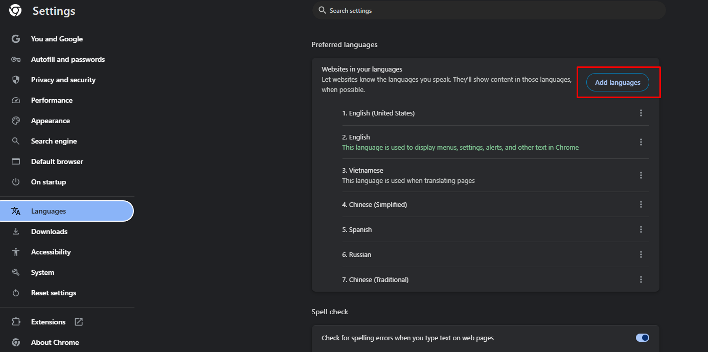 change the display language on Google Chrome browser