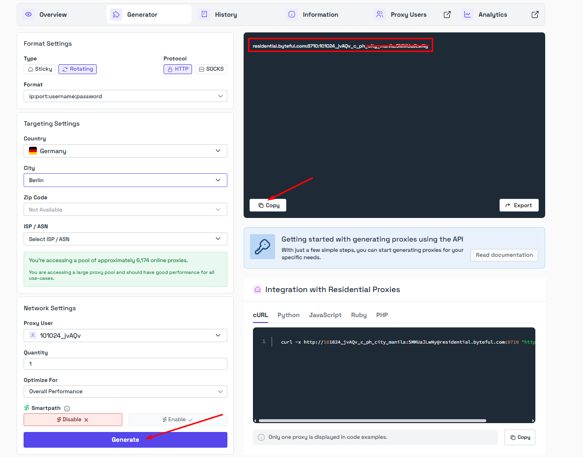 byteful review - generate and get proxy