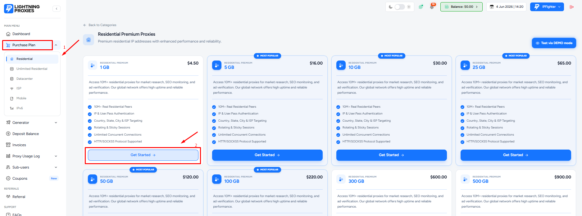 LightningProxies review - Select and purchase the right proxy plan