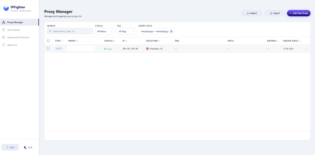 ipfighter proxy manager extension - proxy manager feature