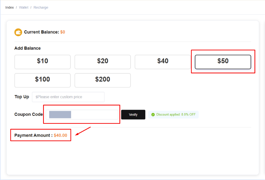 NiuProxy review - Top up your balance and purchase a proxy plan