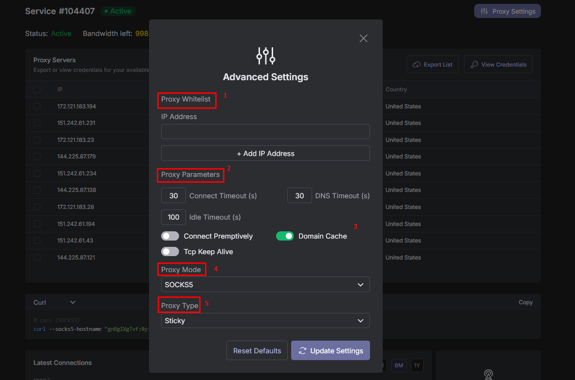 coproxy review - configure the settings for the Share Datacenter