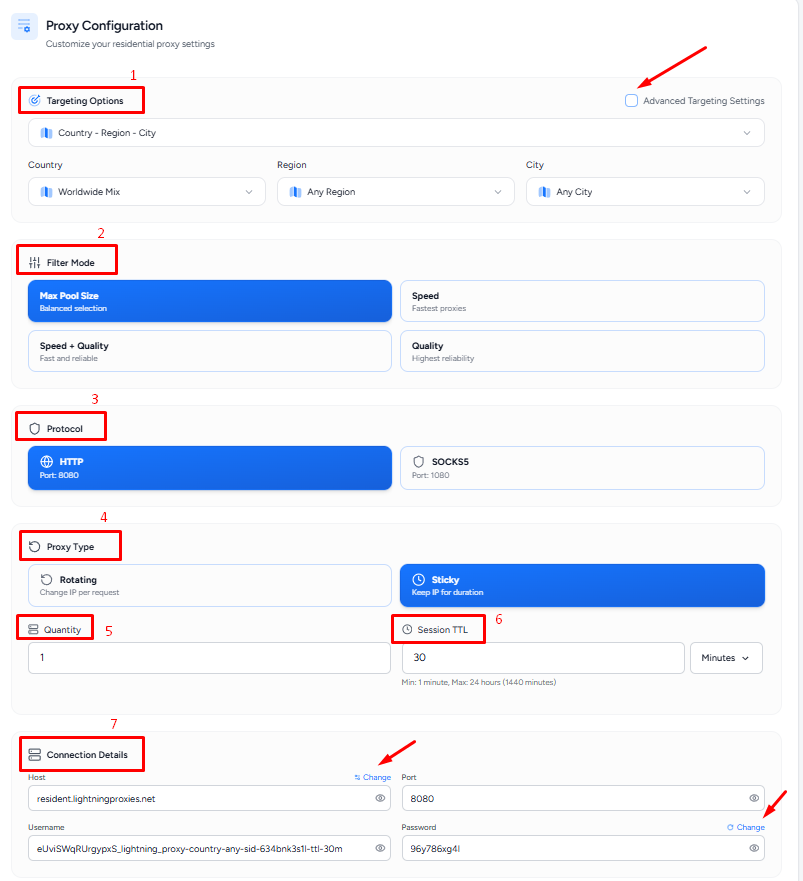 LightningProxies review - Configure your proxy settings