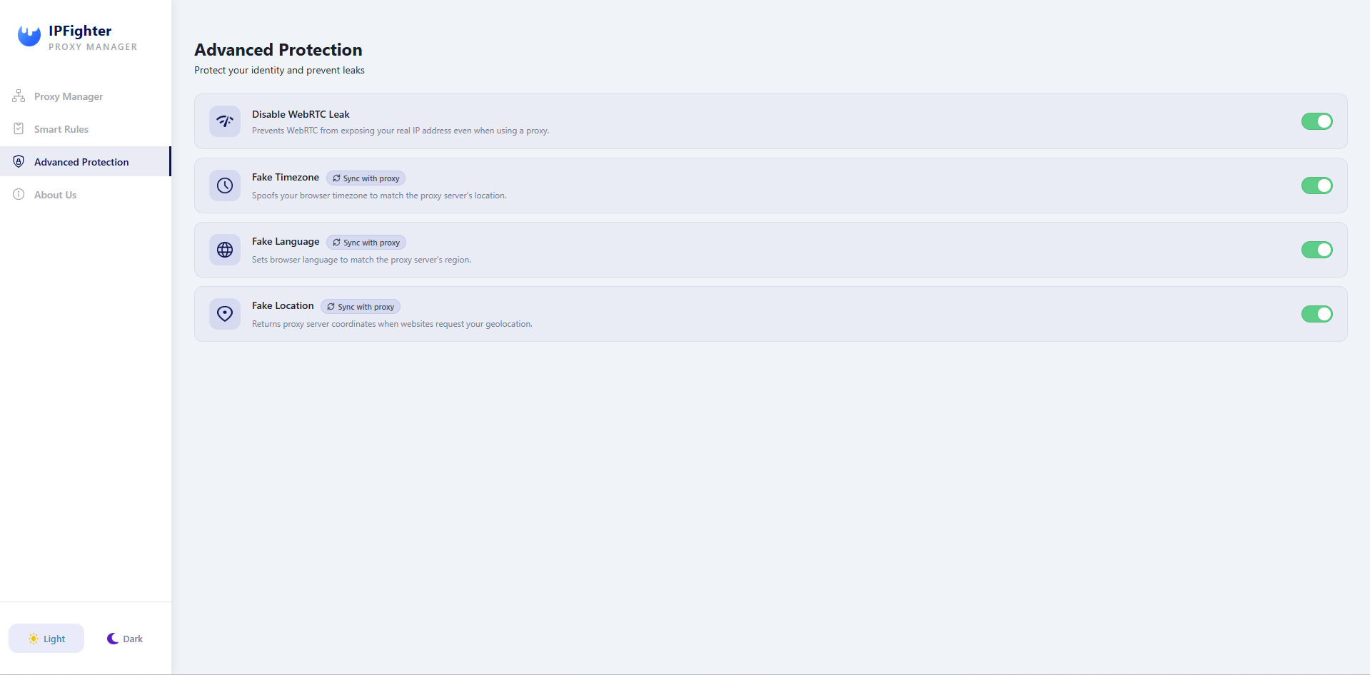 ipfighter proxy manager extension - advanced protection feature