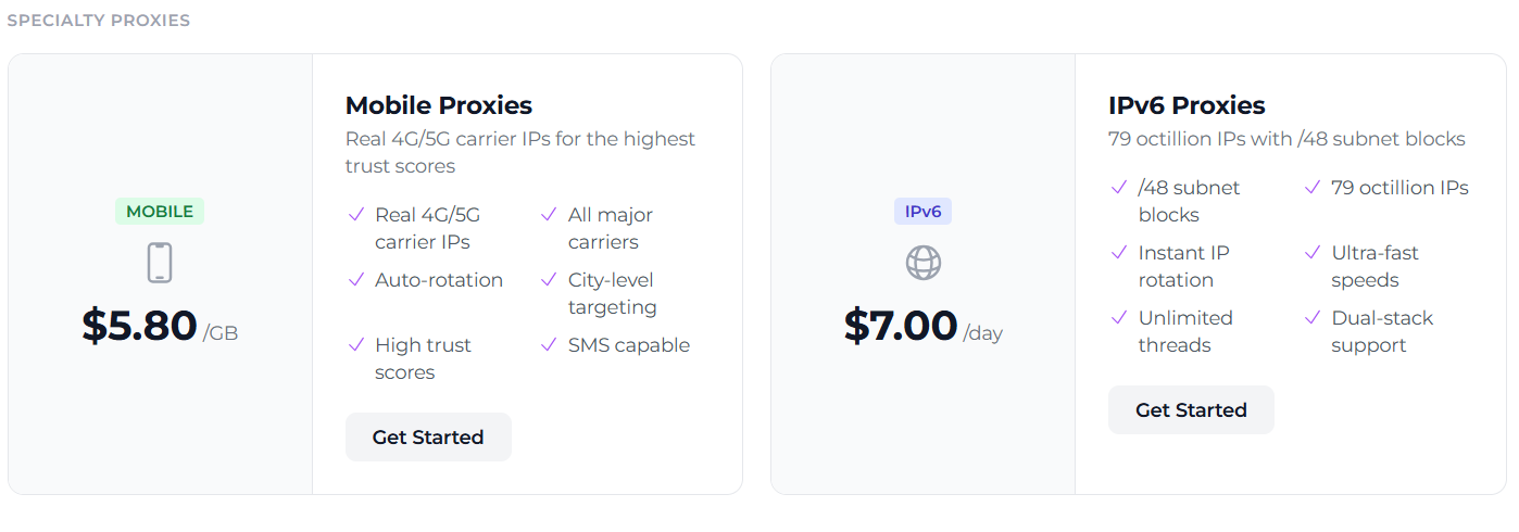 proxyomega review - Pricing for Mobile proxies and IPv6 proxies