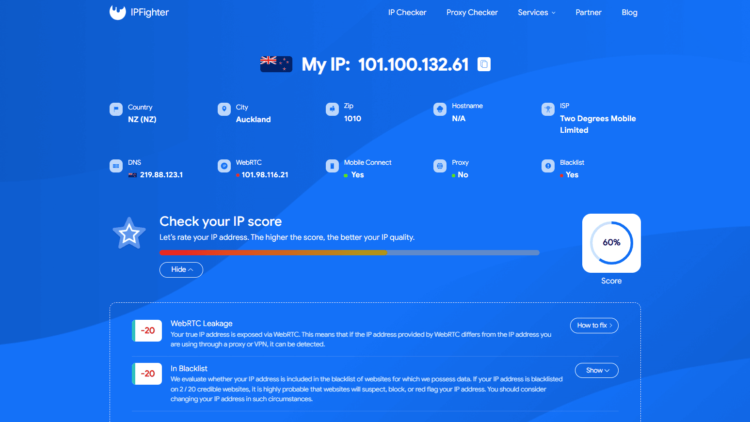 proxyomega review - check proxy on ipfighter