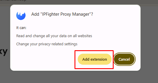 ipfighter proxy manager extension - select add extension