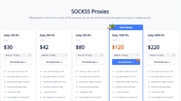 711proxy review - Prices for SOCKS5 plans