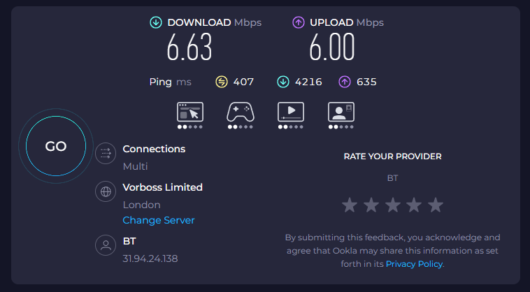 simplynode review - Check proxy on Speedtest