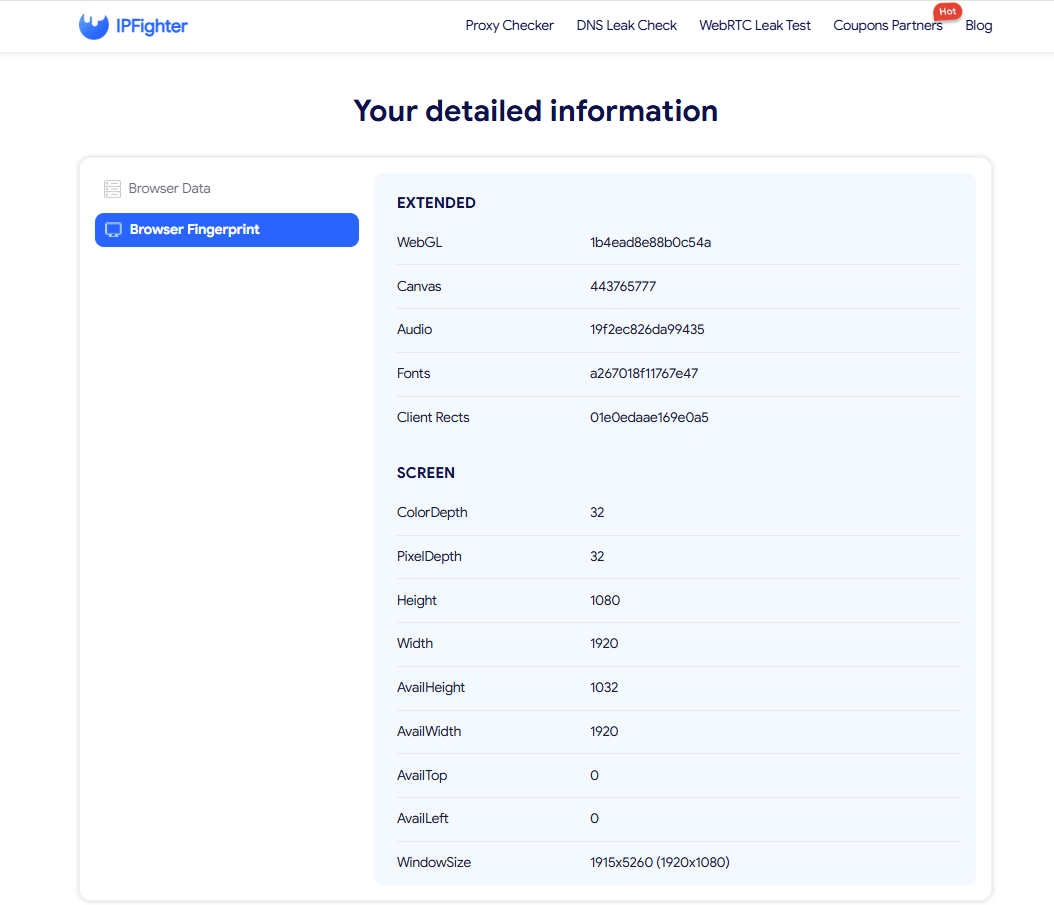 what is a browser fingerprint - check on ipfighter