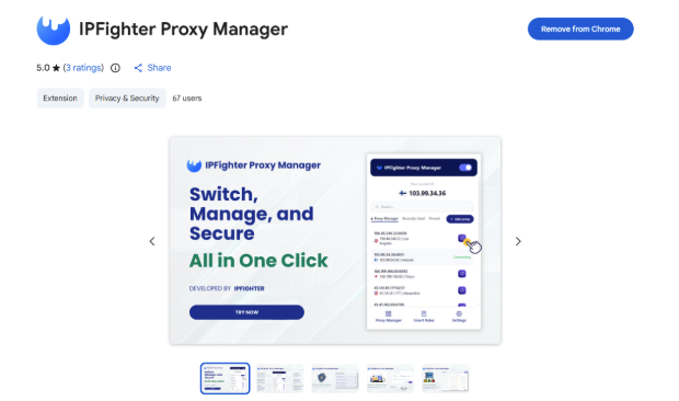 711proxy review - IPFighter Proxy Manager extension on Chrome