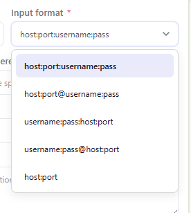 ipfighter proxy manager extension - choose the appropriate input format