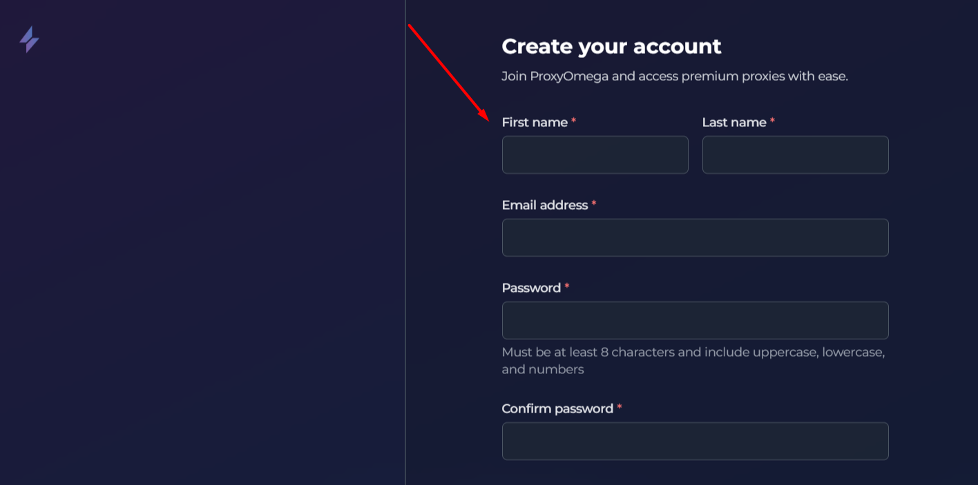 proxyomega review - create an account
