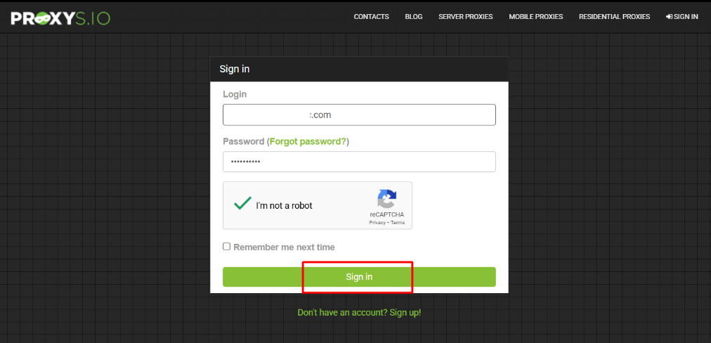 proxysio review - login