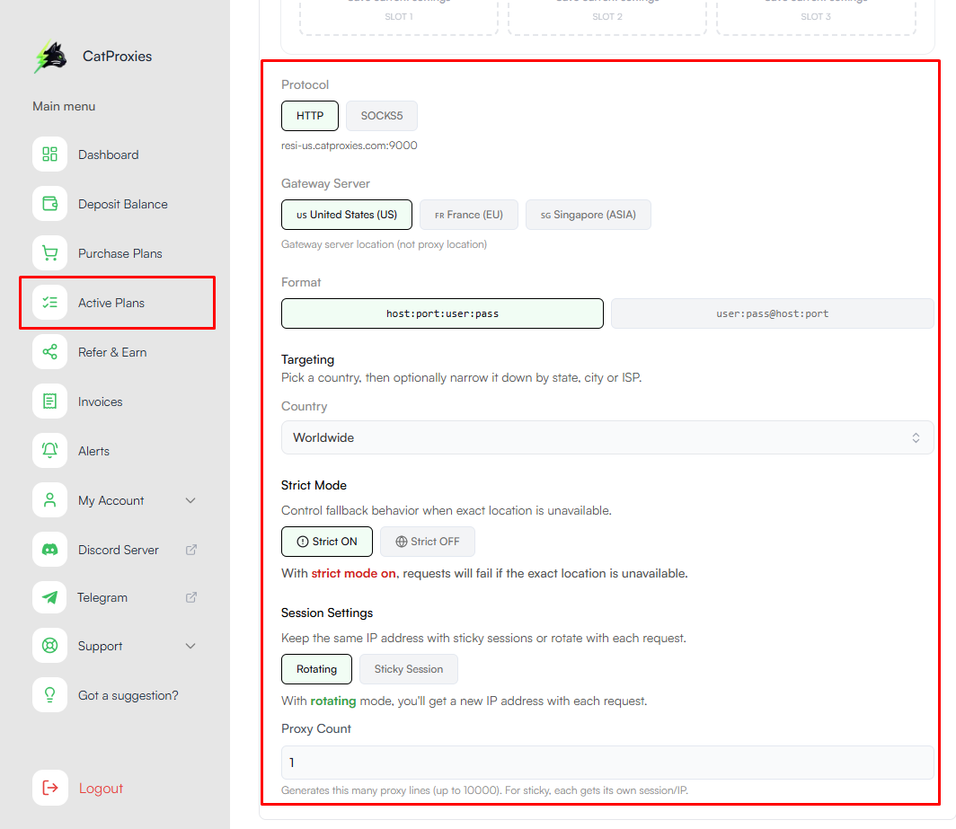 catproxies review - configure