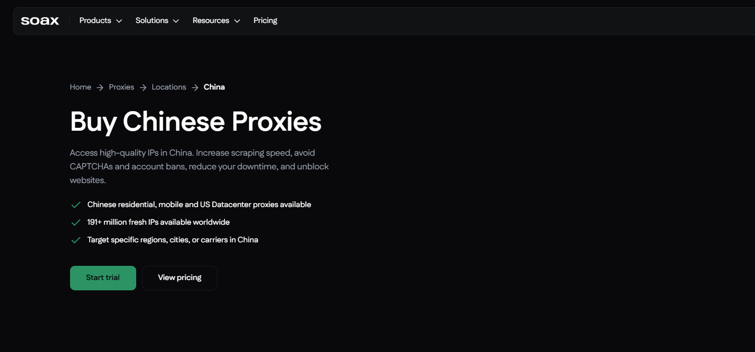 chinese proxy - soax