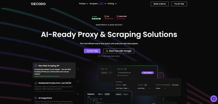 difference between datacenter and residential proxies - Decodo homepage