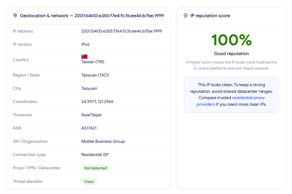 anyip review - ip lookup results on ipfighter