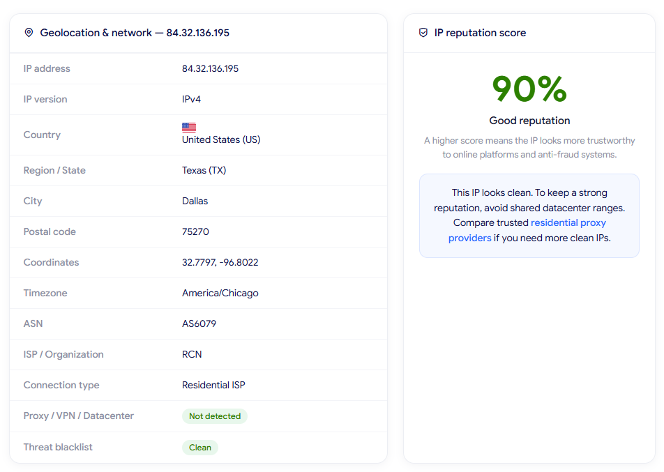 anyip review - ip lookup results on ipfighter