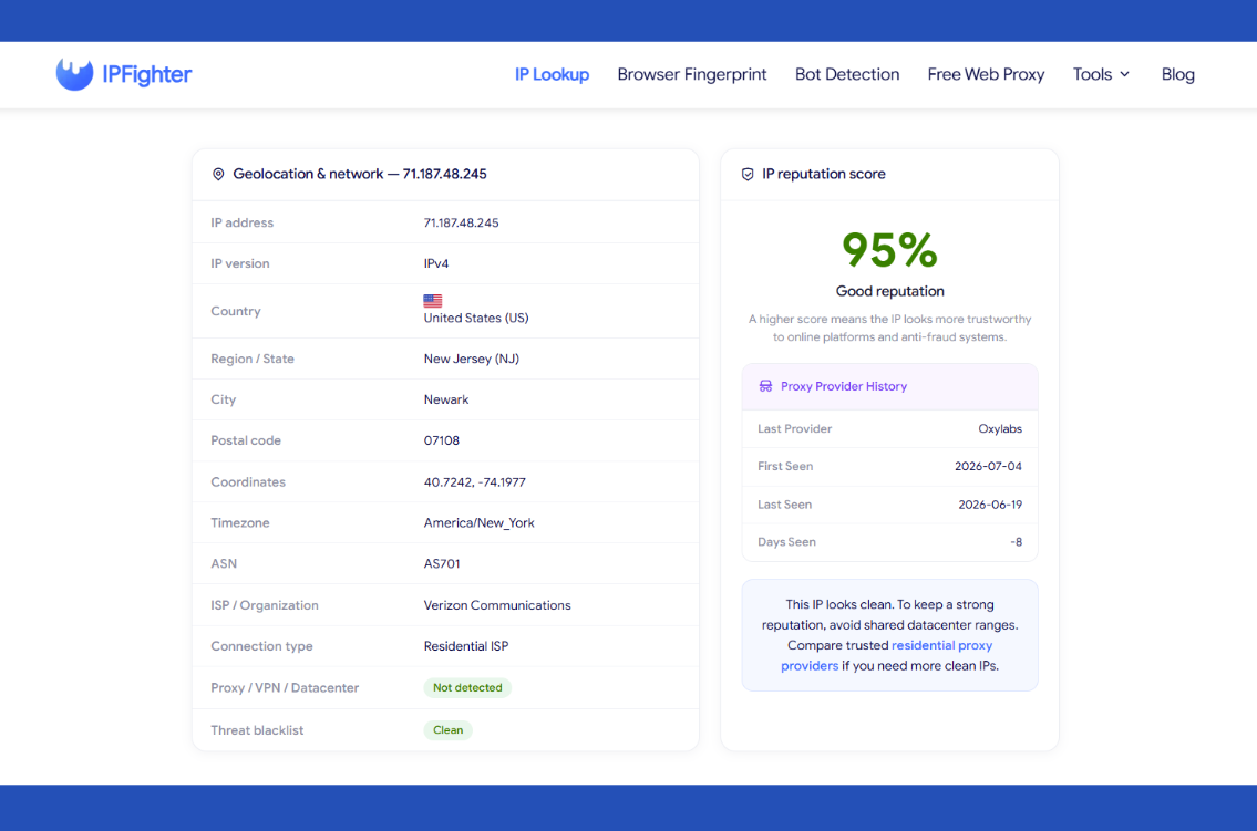korean proxy service - check proxy on ipfighter