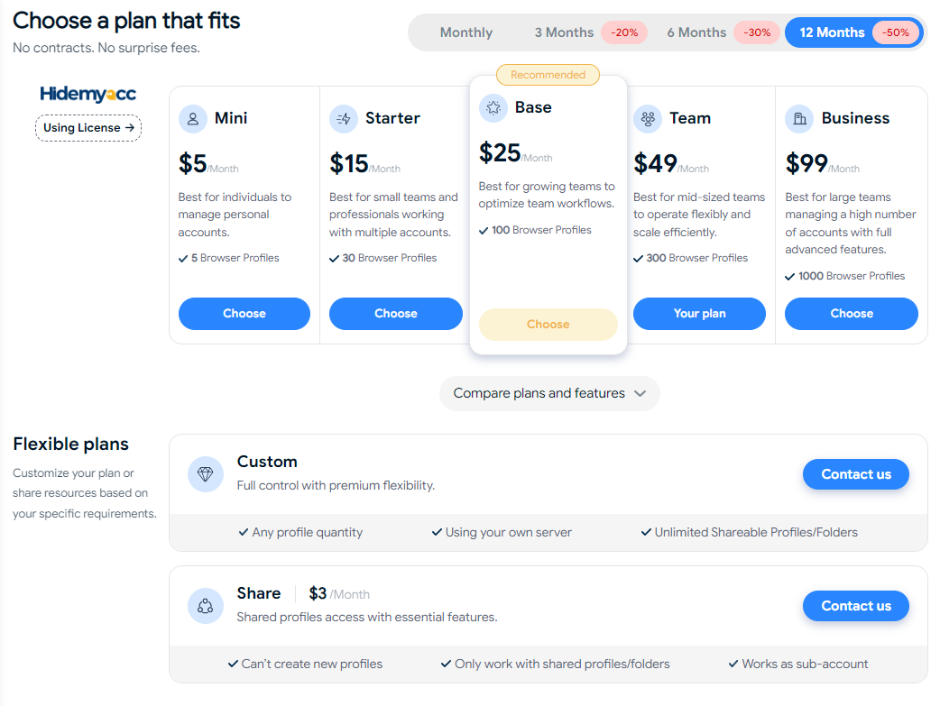 Hidemyacc review - pricing