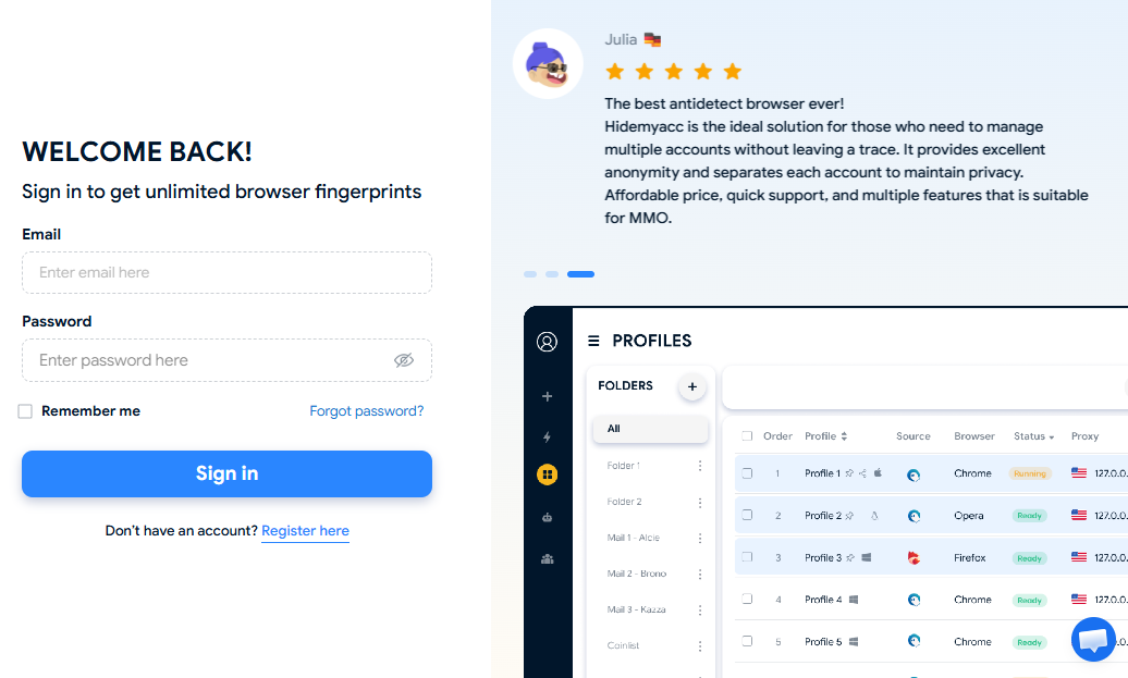 Hidemyacc review - hidemyacc login