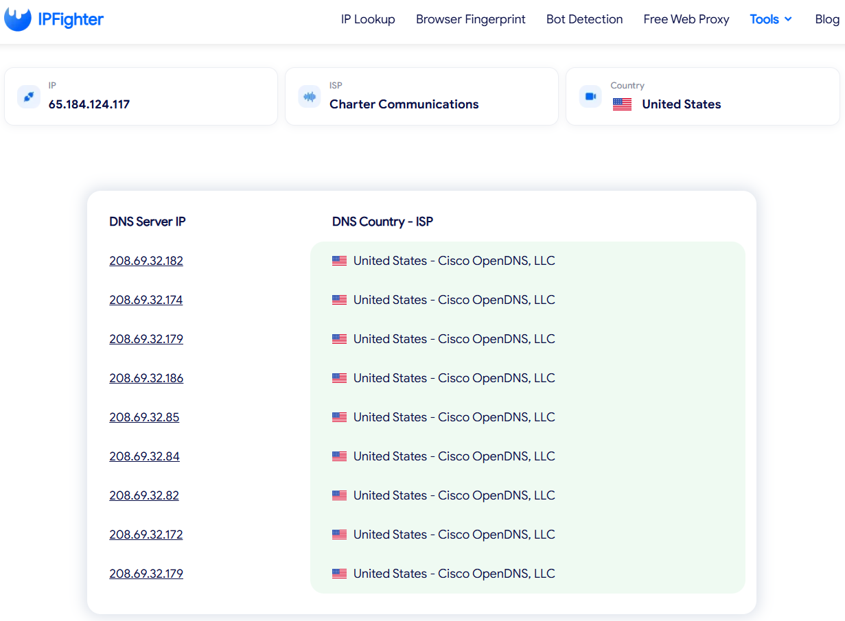 Hidemyacc review - dns leak test