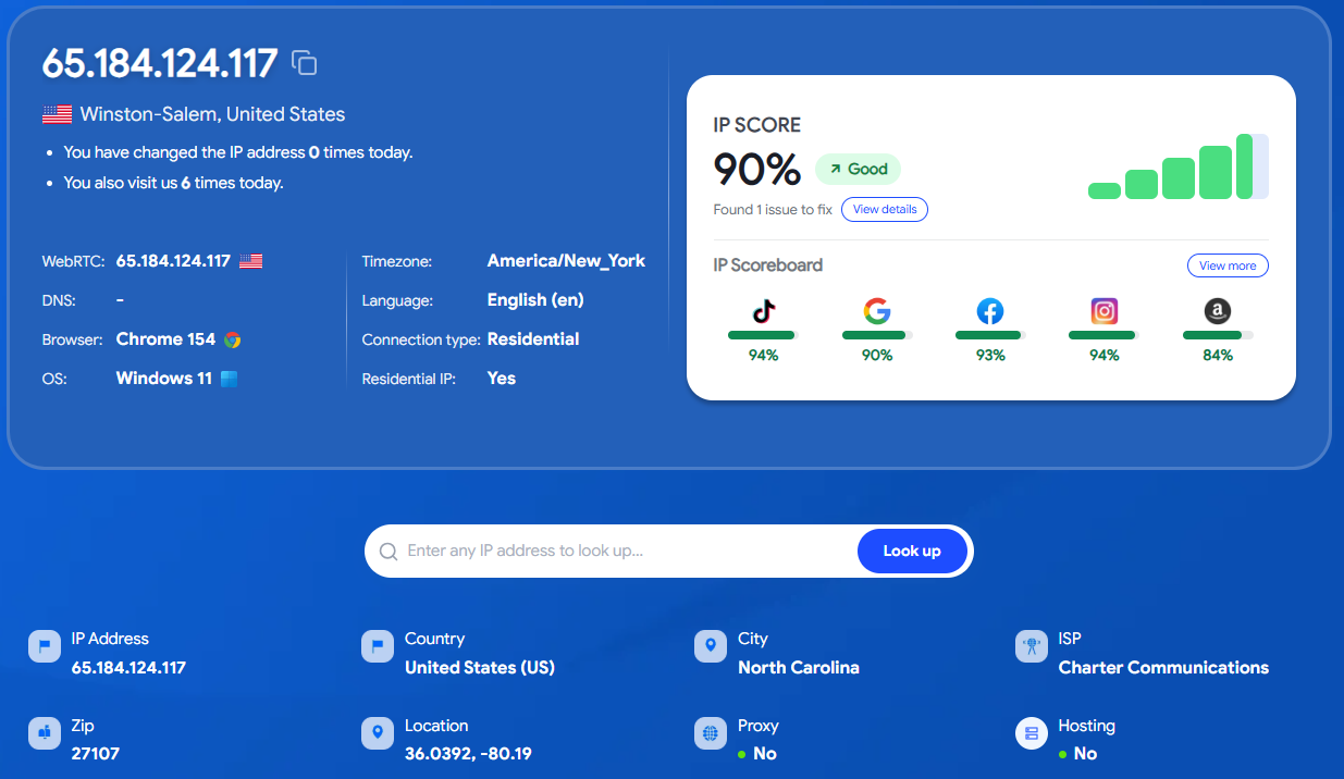 Hidemyacc review - ip lookup and ip score