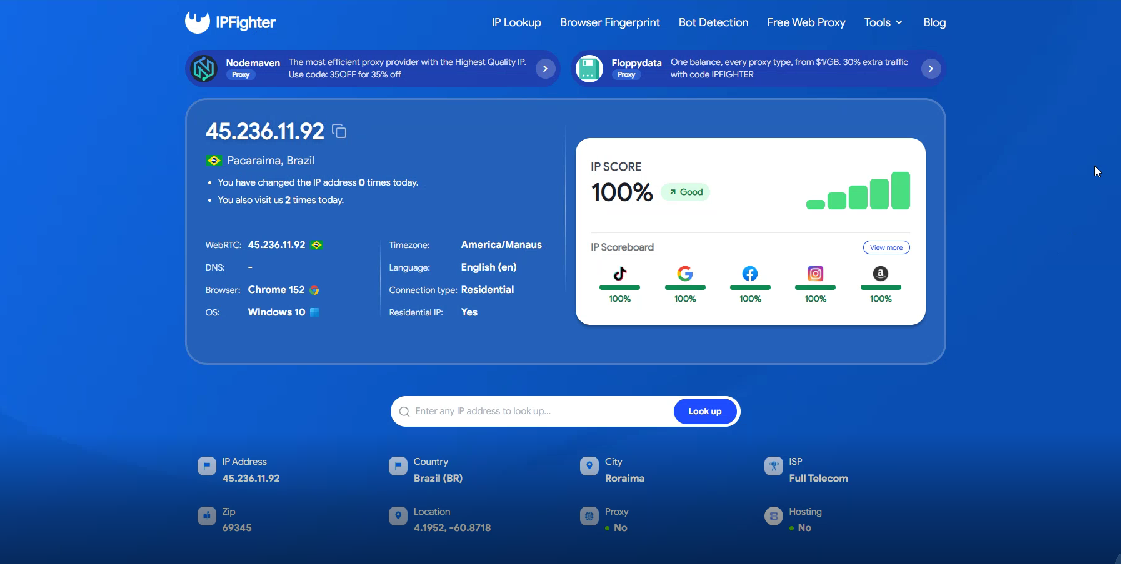 geonix review - Brazil rotating residential ip test results