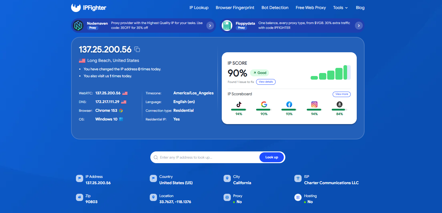 ipfoxy review - Check proxy on IPFighter