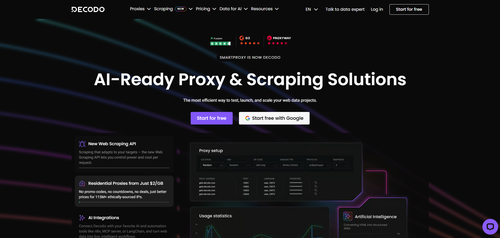 mobile proxy - decodo homepage