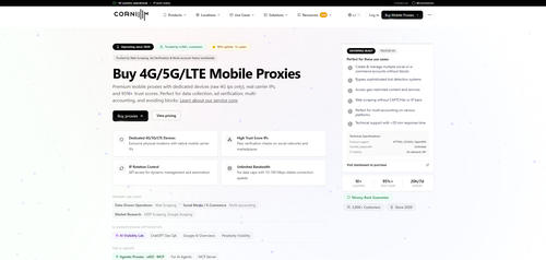 mobile proxy - coronium homepage
