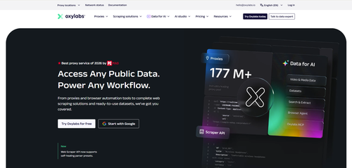 mobile proxy - oxylabs homepage