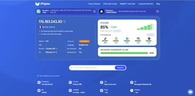 ip fraud score - Check IP on IPFighter