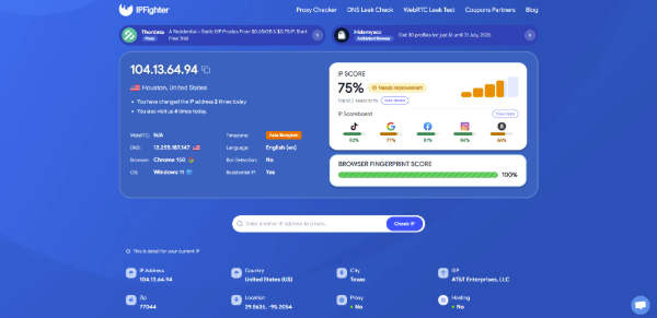 ip reputation check - Check IP on IPFighter