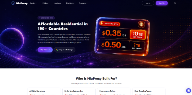 best residential proxy providers in 2026 - niuproxy homepage