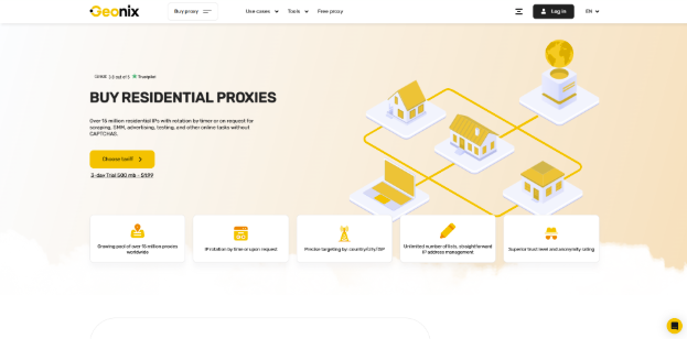 best residential proxy providers in 2026 - Geonix homepage