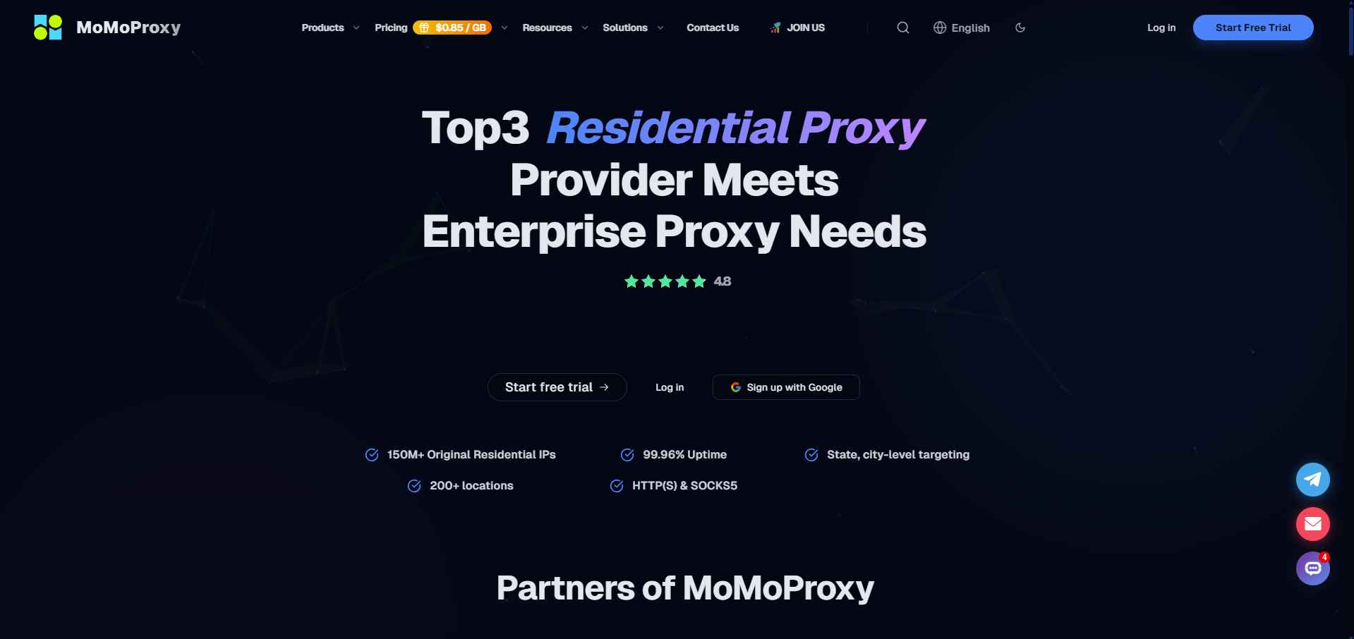 best residential proxy providers in 2026 - MoMoProxy homepage
