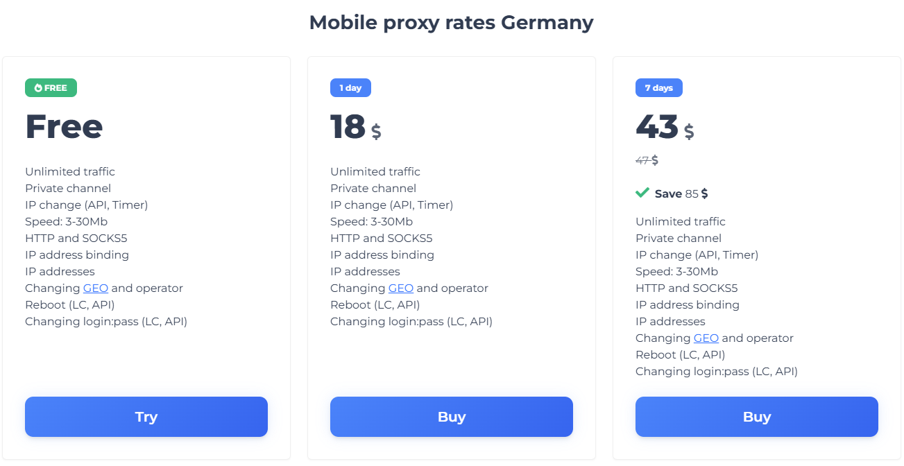 mobileproxyspace review - prices for mobile proxies plan