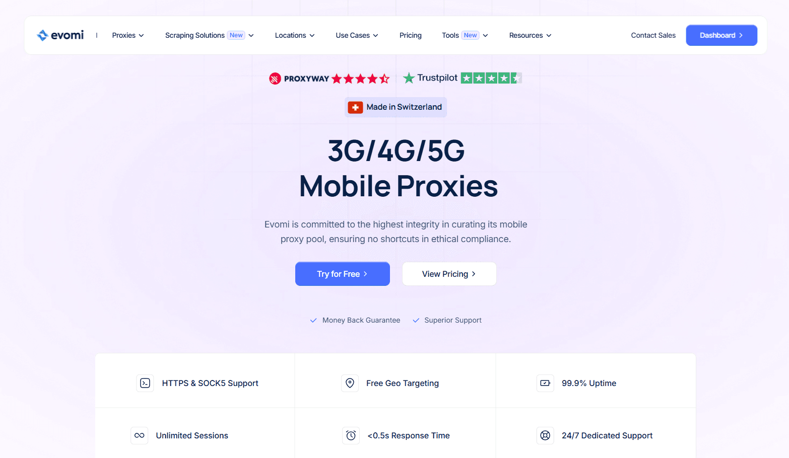 best mobile proxy providers in 2026 - Evomi homepage
