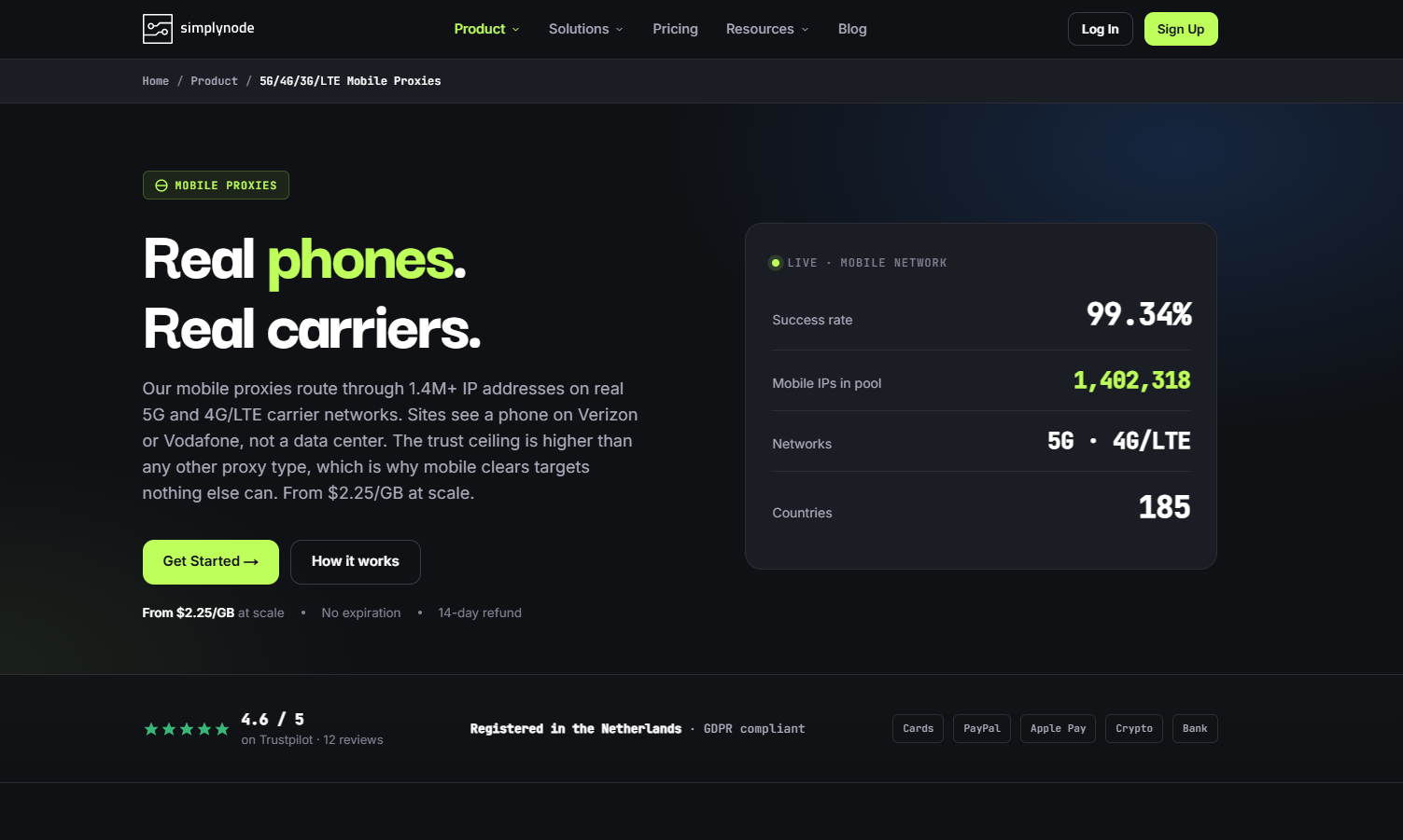 best mobile proxy providers in 2026 - Simplynode homepage