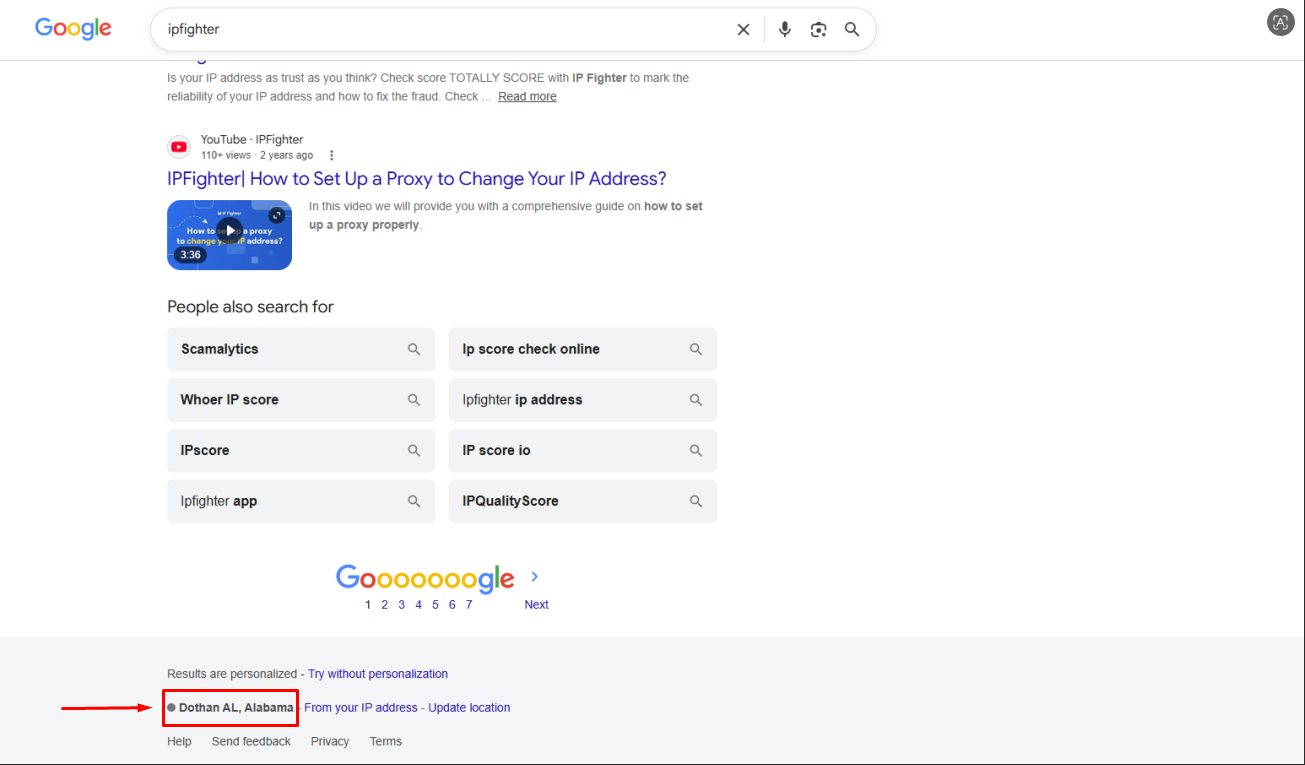 novproxy review - check on the Google search bar